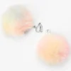Claire's Clips Et Autocollants-Pendantes à clip avec pompon 4 cm couleur argentée - Arc-en-ciel