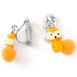 Claire's Clips Et Autocollants-Pendantes à clip avec pompon Farrah la renarde 1,5 cm couleur argentée - Orange