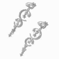 Claire's Clips Et Autocollants|Pendantes-Pendantes à clip éclatantes célestes couleur argentée