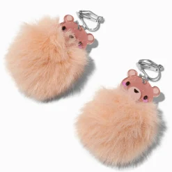 Claire's Pendantes-Pendantes à clip 4 cm avec pompons oursons marron