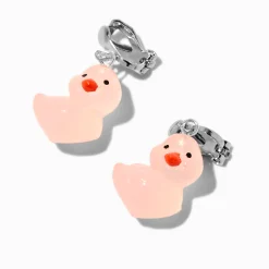 Claire's Clips Et Autocollants-Pendantes à clip 1,5 cm canard en plastique phosphorescentes roses