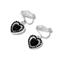 Claire's Clips Et Autocollants-Pendantes à clip 2,5 cm cœur noir et couleur argentée
