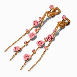 Claire's Clips Et Autocollants-Pendantes à clip 8 cm fleurs de vigne avec roses sculptées