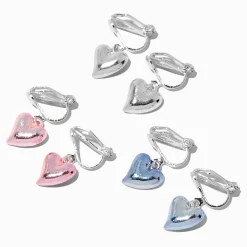 Claire's Clips Et Autocollants-Pendantes à clip cœur bombé - Lot de 3