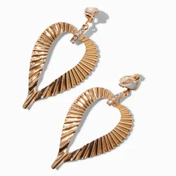 Claire's Clips Et Autocollants-Pendantes à clip cœur texturée couleur dorée