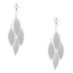 Claire's Clips Et Autocollants|Pendantes-Pendantes à clip de 3,8 cm avec feuilles effet chandelier à paillettes couleur argenté