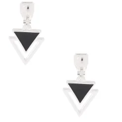 Claire's Clips Et Autocollants|Pendantes-Pendantes à clip double triangle 2,5 cm couleur argenté
