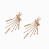 Claire's Clips Et Autocollants|Pendantes-Pendantes à clip franges barre de strass couleur dorée