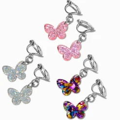 Claire's Clips Et Autocollants|Pendantes-Pendantes à clip papillons pailletés - Lot de 3