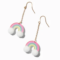 Claire's Pendantes-Pendantes 5 cm arc-en-ciel couleur dorée