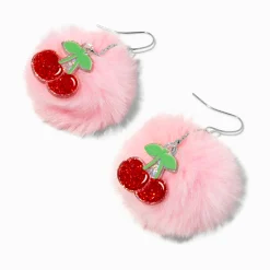 Claire's Pendantes-Pendantes 5 cm avec pompons cerise