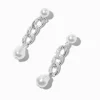 Claire's Pendantes-Pendantes 5 cm chaîne cubaine perles d'imitation et couleur argentée