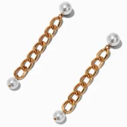 Claire's Pendantes-Pendantes 8 cm chaîne à maillons gourmette perles d'imitation couleur argentée