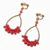 Claire's Clips Et Autocollants|Anneaux-Pendantes 4 cm à clip anneaux couleur dorée perlés roses