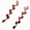 Claire's Pendantes-Pendantes 6,5 cm couleur dorée feuilles en strass dégradé rose