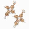 Claire's Pendantes-Pendantes 8 cm croix perles d'imitation décorées couleur dorée