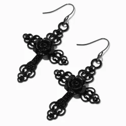 Claire's Pendantes-Pendantes 5 cm croix roses noires