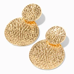 Claire's Pendantes-Pendantes 5 cm deux disques texturés couleur dorée
