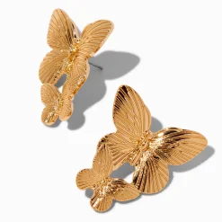 Claire's Pendantes-Pendantes 4 cm double papillon couleur dorée
