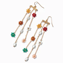 Claire's Pendantes-Pendantes 10 cm à franges perles d’imitation et fleurs perlées