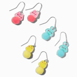 Claire's Pendantes-Pendantes 1,5 cm lapins et poussins pompons - Lot de 3