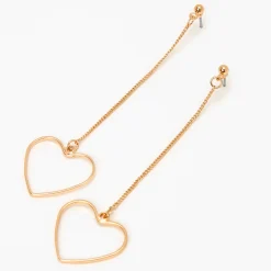 Claire's Pendantes-Pendantes 8 cm linéaires cœur ajouré couleur dorée