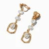 Claire's Pendantes-Pendantes 8 cm linéaires perles d'imitation martelées couleur dorée