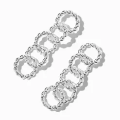 Claire's Pendantes-Pendantes 5 cm maillons de chaîne circulaires torsadés couleur argentée