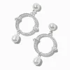 Claire's Pendantes-Pendantes 5 cm perles d’imitation circulaires couleur argentée