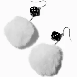 Claire's Pendantes-Pendantes 8 cm pompon blanc dé noir