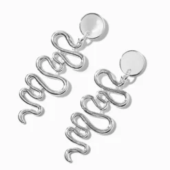 Claire's Pendantes-Pendantes 8 cm serpent ondulant couleur argentée