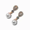 Claire's Pendantes-Pendantes 2,5 cm strass et perle d'imitation couleur doré rose