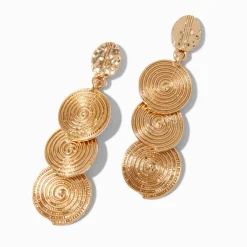 Claire's Pendantes-Pendantes 5 cm triple spirale couleur dorée