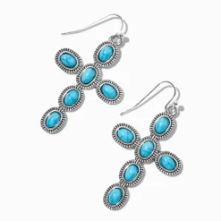 Claire's Pendantes-Pendantes croix cowgirl turquoise d'imitation
