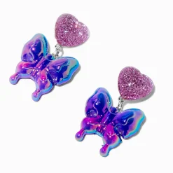 Claire's Pendantes-Pendantes cœurs et papillons bombés violets