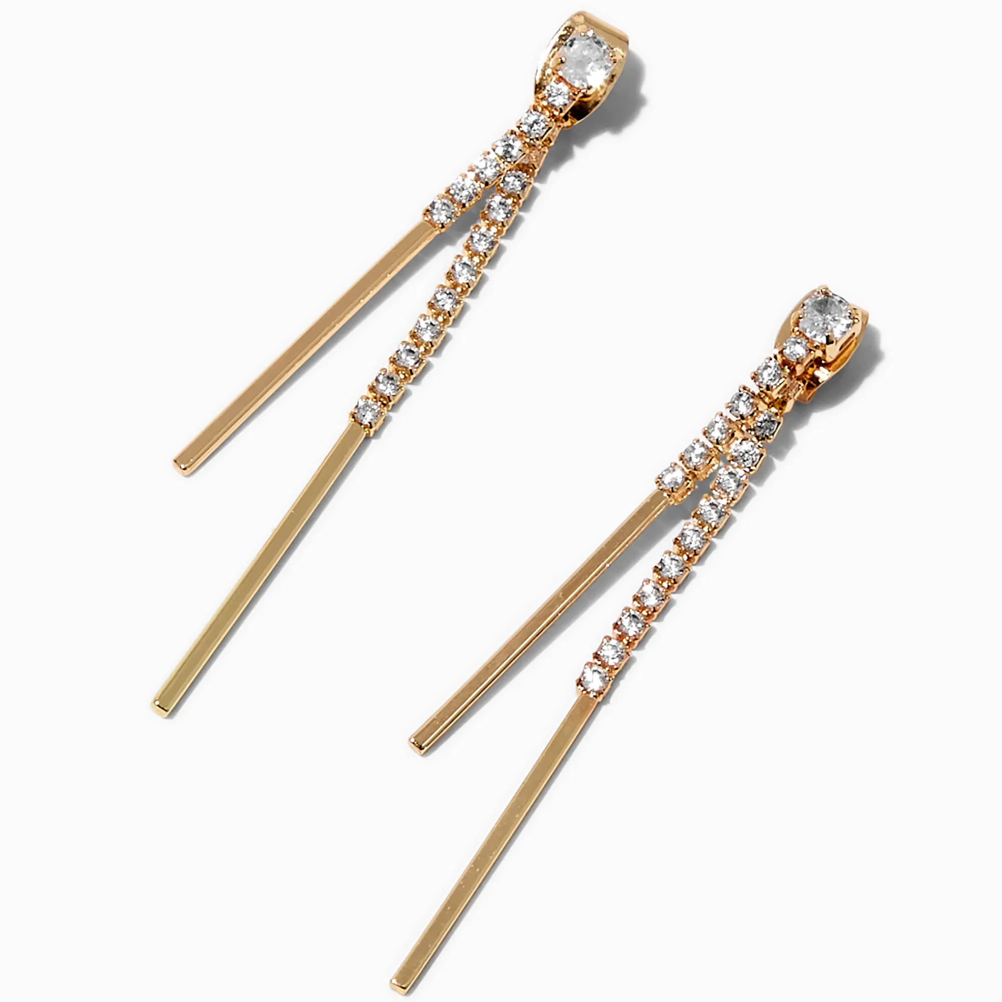 Claire's Pendantes-Pendantes devant-derrière barrette en zircon cubique couleur dorée
