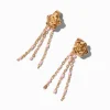 Claire's Pendantes-Pendantes devant derrière perlées rose sculptée couleur dorée