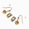 Claire's Anneaux|Pendantes-Pendantes empilables cœur côtelées perles d'imitation couleur dorée - Lot de 3