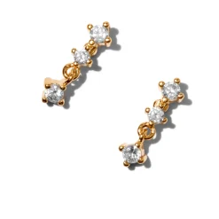 Claire's Pendantes|Clous D'oreilles-Pendantes en zircon cubique 1,5 cm triple couleur doré jaune C LUXE by Claire's