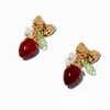 Claire's Pendantes-Pendantes fraise à nœud couleur dorée