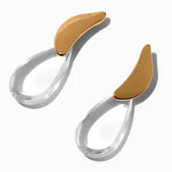 Claire's Pendantes-Pendantes goutte couleur dorée et transparentes