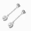 Claire's Pendantes|Clous D'oreilles-Pendantes linéaires 4 cm avec zircon cubique d'imitation perles d'imitation couleur argentée