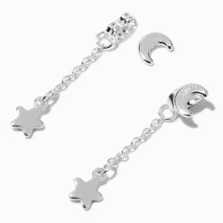 Claire's Pendantes-Pendantes linéaires 2,5 cm célestes devant-derrière couleur argentée