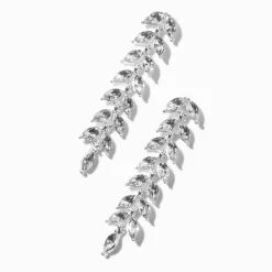 Claire's Pendantes-Pendantes linéaires 5 cm couleur argentée feuilles en strass
