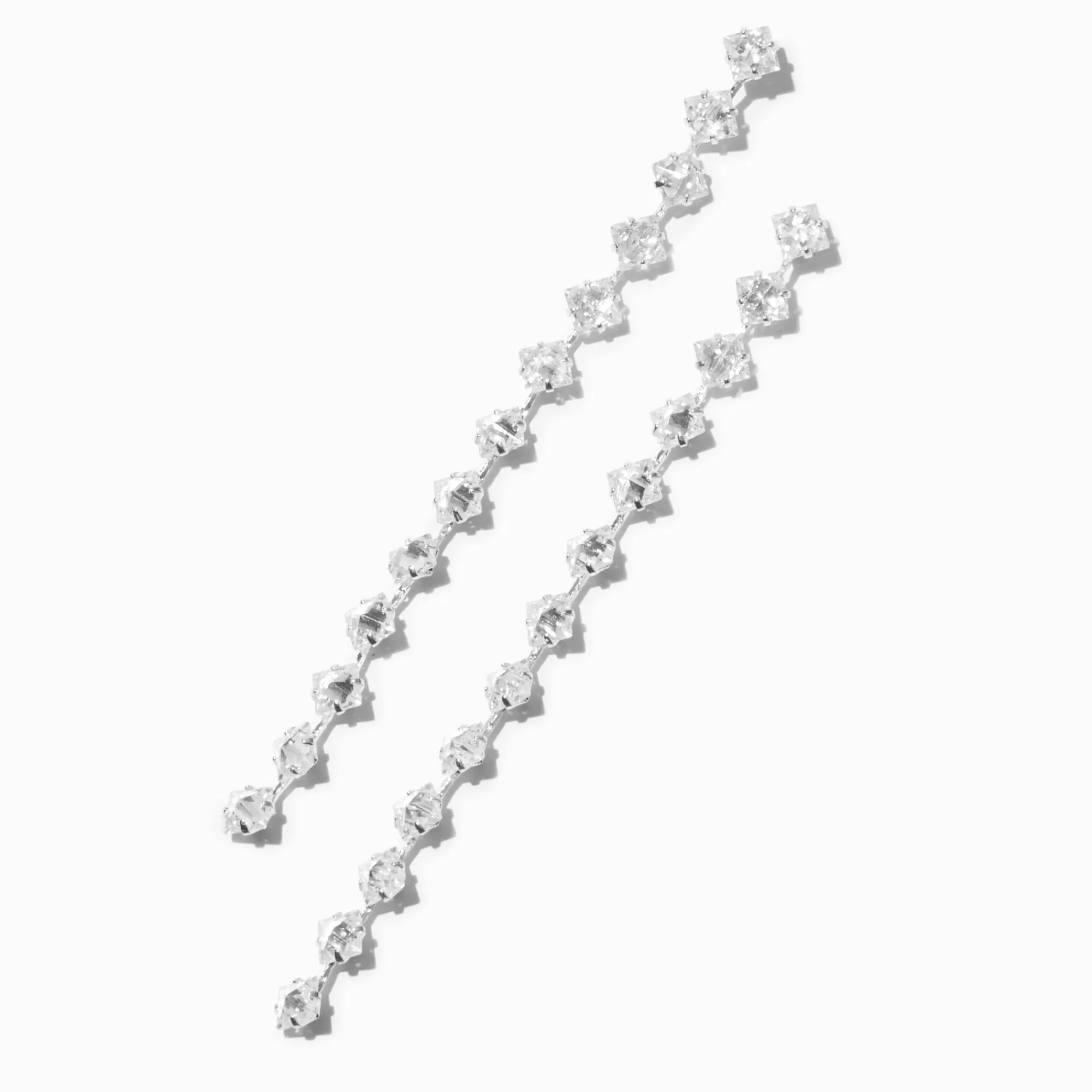 Claire's Pendantes|Clous D'oreilles-Pendantes linéaires 9 cm diamant d'imitation serpent en zircon cubique d'imitation couleur argentée