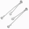 Claire's Pendantes-Pendantes linéaires 8 cm perles d'imitation en zircon cubique couleur argentée