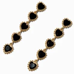 Claire's Pendantes-Pendantes linéaires 8 cm strass cœur noir