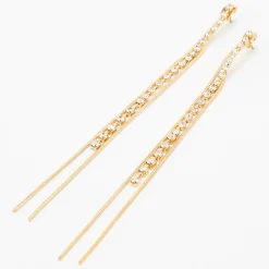 Claire's Pendantes-Pendantes linéaires colonnes de strass 11,5 cm couleur dorée
