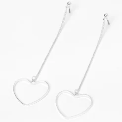 Claire's Pendantes-Pendantes linéaires cœurs ajourés 8 cm couleur argentée