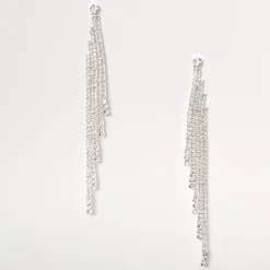 Claire's Pendantes-Pendantes linéaires à étages 9 cm avec strass couleur argentée